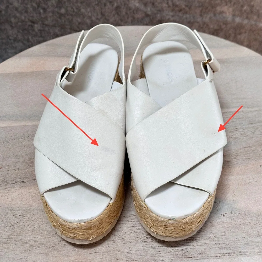 Vince Womens White Leather Platform Espadrille Sandals Slingback Size 7M EUR 37